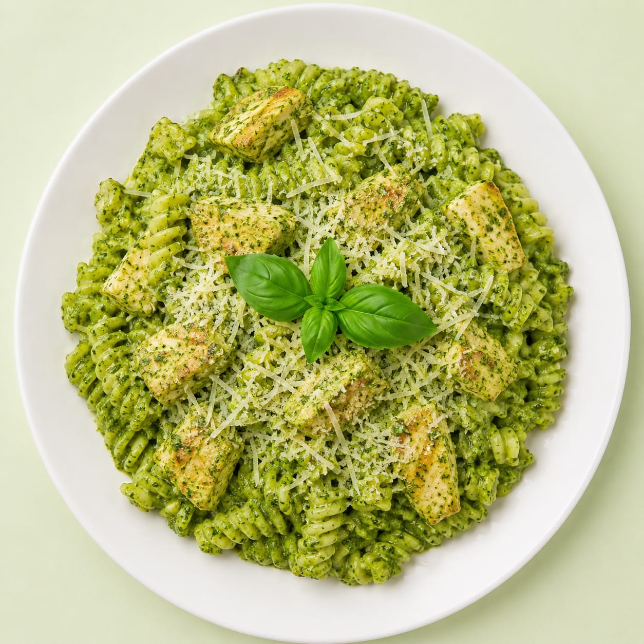 Fusilli Pasta With Pesto And Chicken
