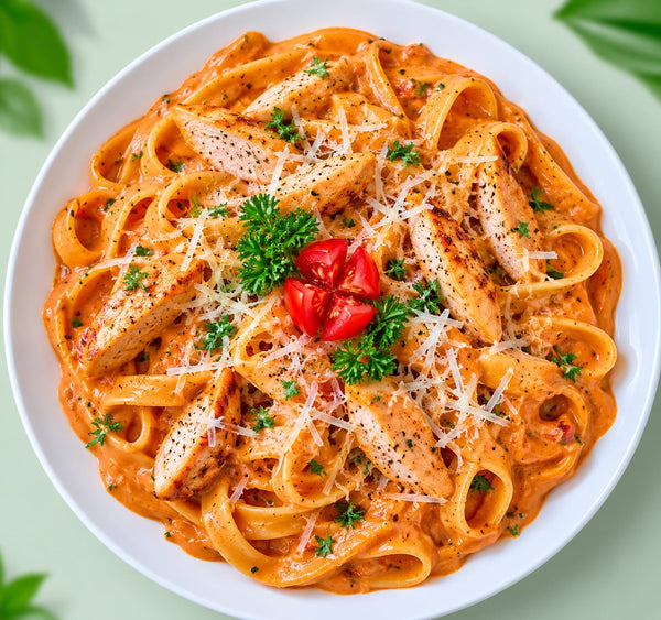 Fettuccine Pasta With Chicken Pink Sauce