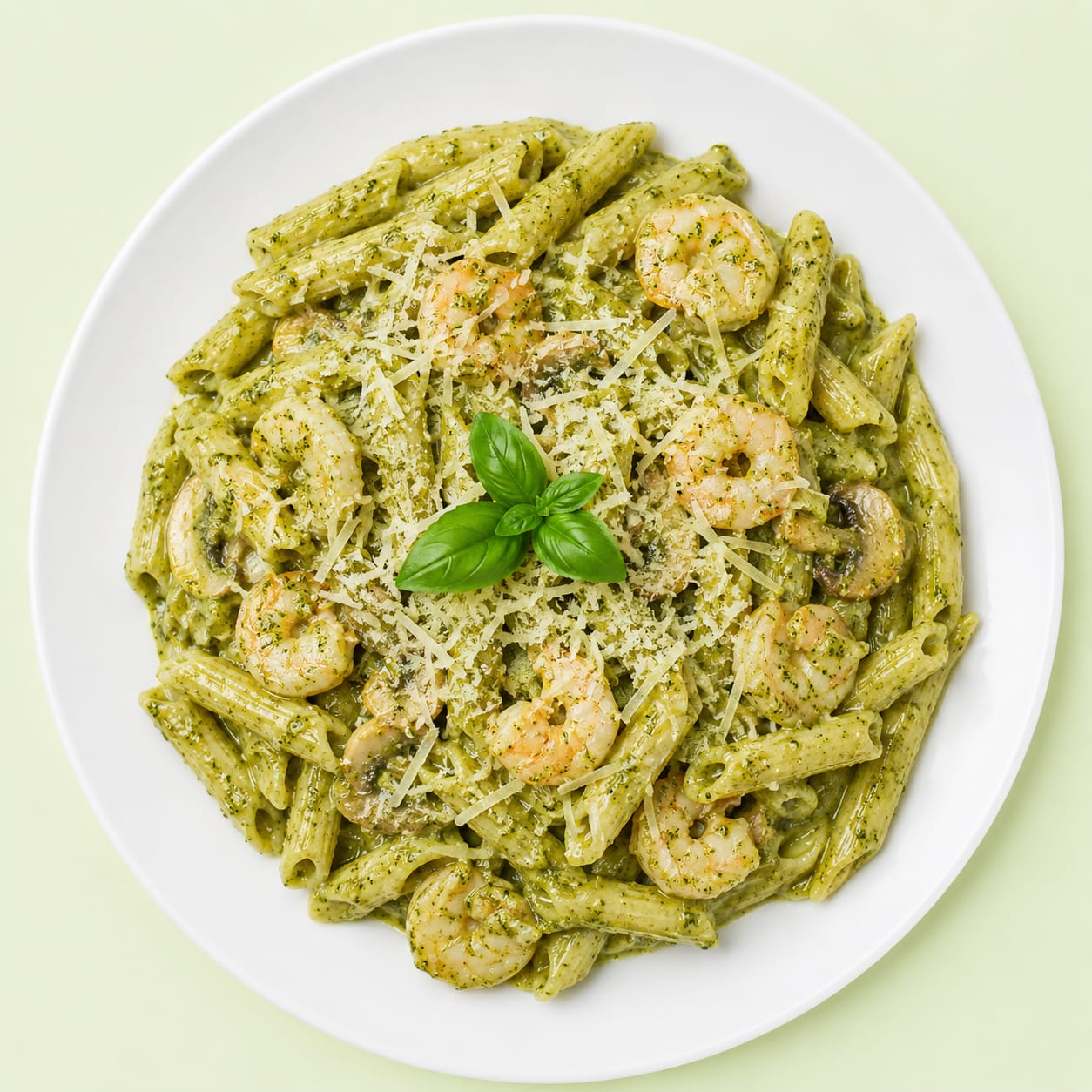 Shrimps With Pesto Sauce Pasta