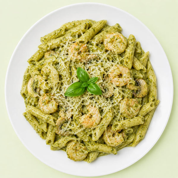 Shrimps With Pesto Sauce Pasta