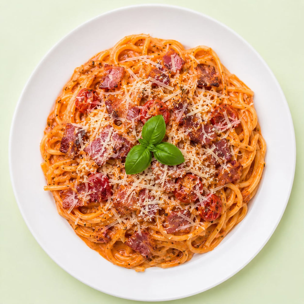 Spaghetti Beef Bacon Pink Sauce