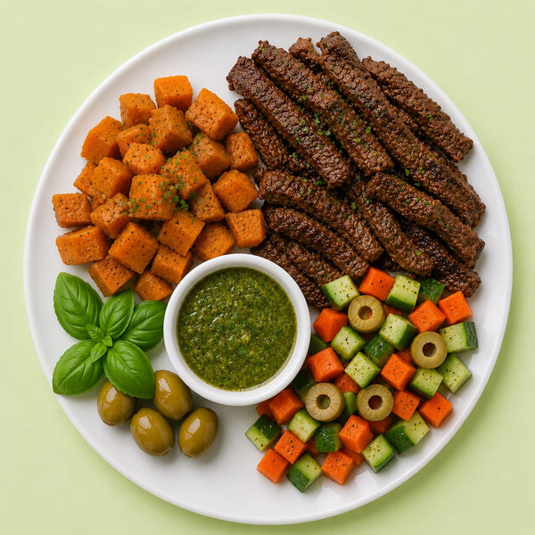 Beef Steak with Sweet Potato and Mint Sauce