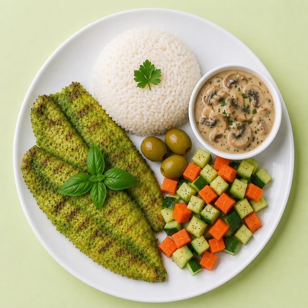 Whitefish with Mushroom Sauce and White Rice